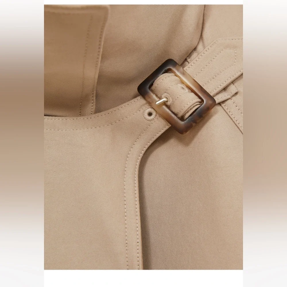 Reiss Neutral August Gabardine Trench‎ Coat Cotton Tan women’s size 12 NWT